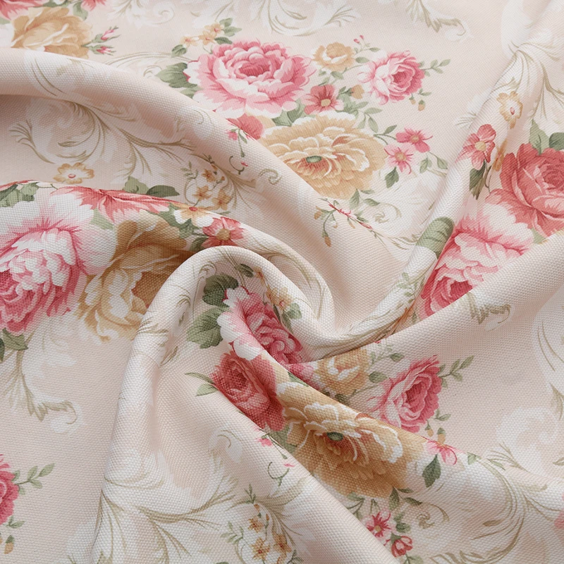 Printed Canvas Fabric Textile By Meters for Upholstery Pillowcase Tablecloth Diy Sewing Thick Flower Pastoral Style Sofa Cloth