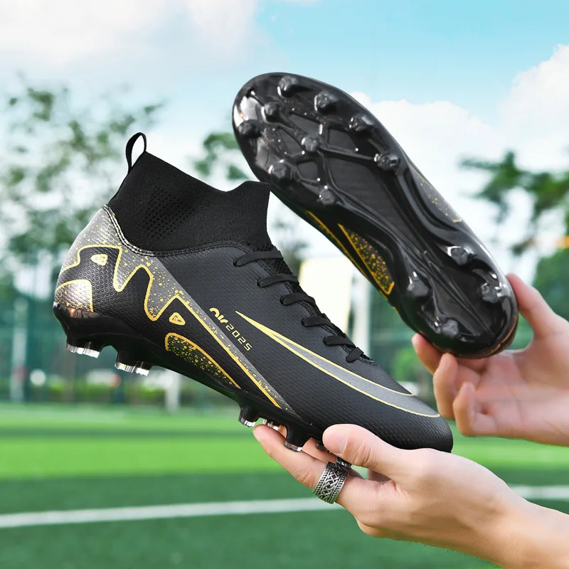 Men TF/AG Soccer Shoes Professional Turf Comfortable Society Ankle Outdoor Football Shoes Resistant Futsal Football Field Boots