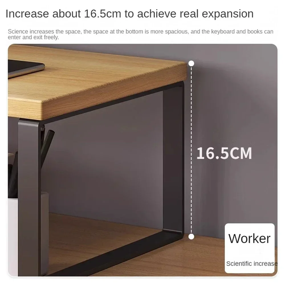 Monitor Raised Shelf Computer Stand Rack Office Laptop Bracket Desktop Home Storage Holders Mini Wooden Office Table Accessories