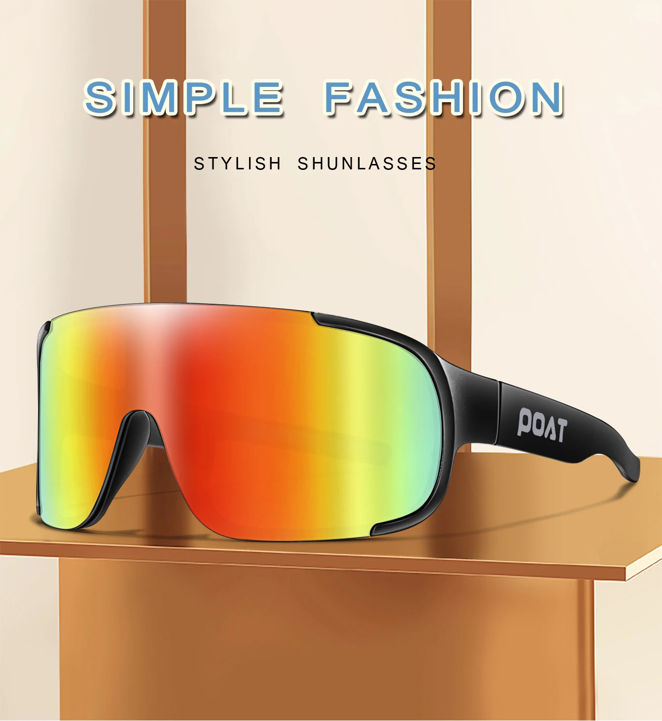 POAT UV400 Fahrrad-Sonnenbrille für Männer und Frauen - Winddichte MTB-Bike-Sportbrille zum Angeln und für Outdoor-Aktivitäten – Detail 1