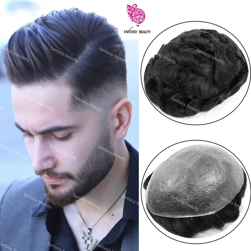 

Natural Hairline Thin Skin PU Base Men Capillary Prosthesis Grey Male Wigs 0.04-0.05MM Microskin natural black double knots wigs