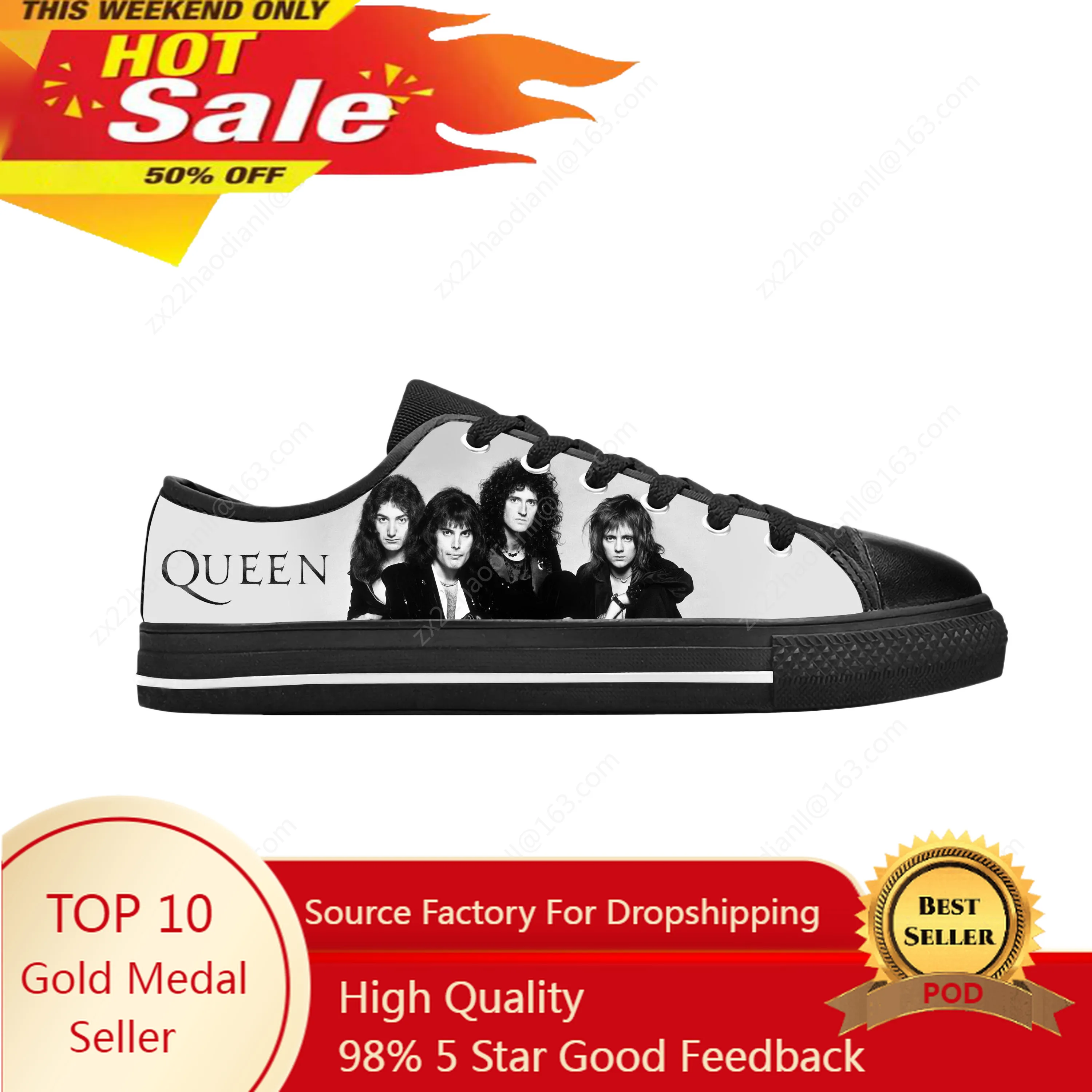 

Freddie Mercury Rock Band Music Singer Funny Queen Casual Cloth Shoes Low Top Comfortable Breathable 3D Print Men Women Sneakers