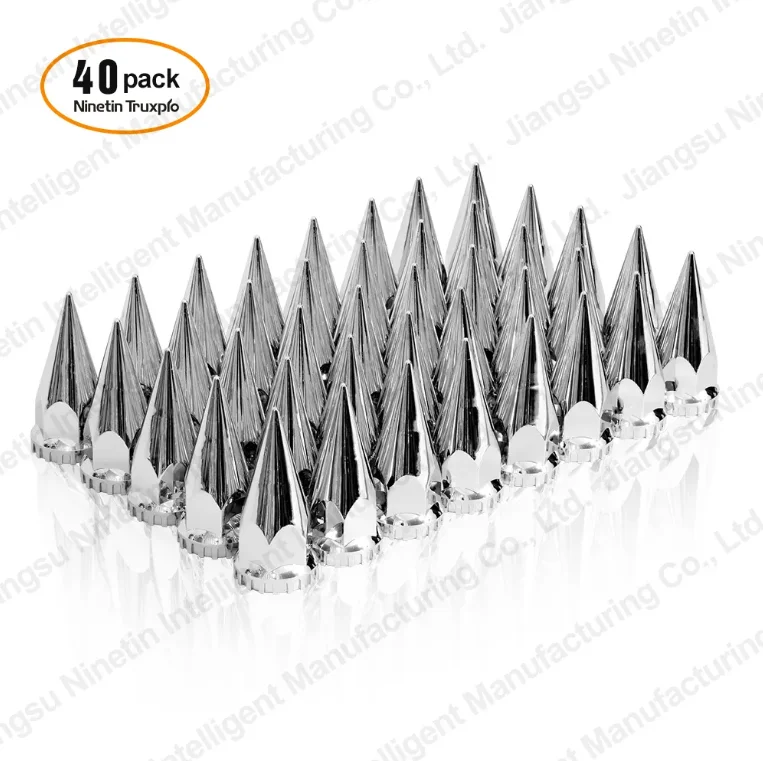 

40Pcs Lug Nut Covers 32mm/33mm Spike Nut Covers ABS Chrome Plastic Anti-Rust Thread-on Pointed Nut Cover Caps for Semi Truck