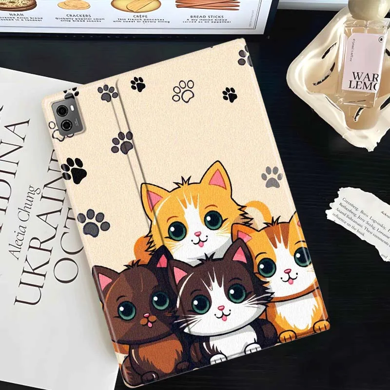 Cartoon White Cat Pizza Cover For Lenovo Xiaoxin Tab Pad K10 K11 Y700 P11 3rd GT Pro Plus Gen Tablet Case Gift