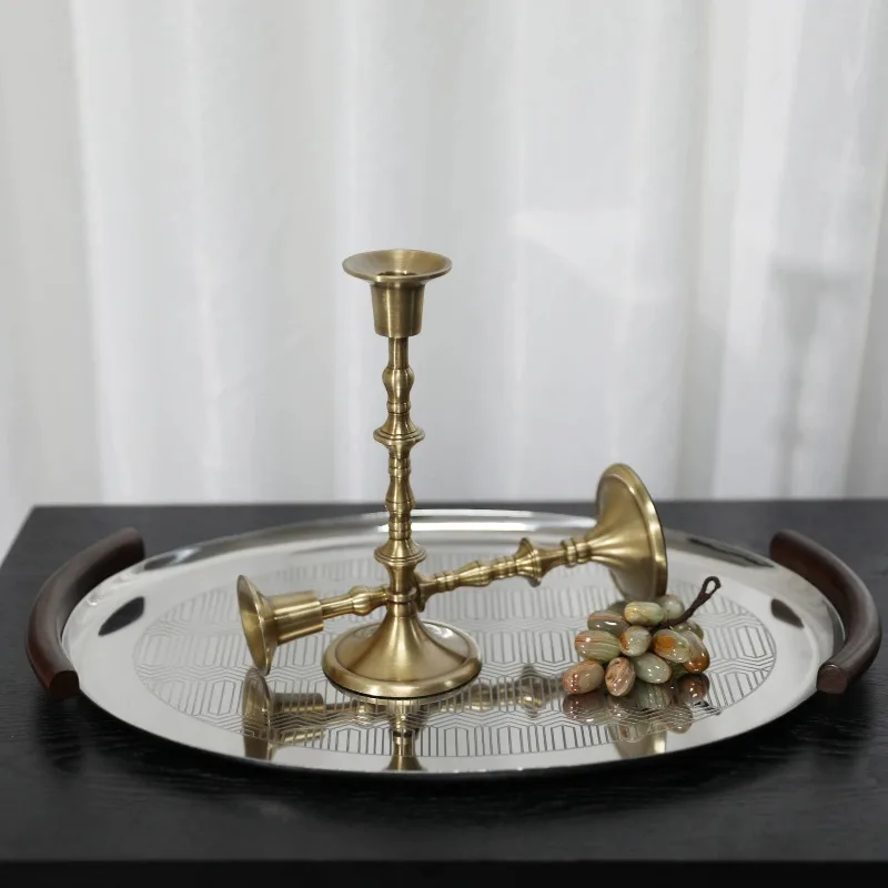 Factory Direct 2026 European Retro Brass Candlestick Ornament High Sense Light Luxury Creative Candlelight Dinner Wedding