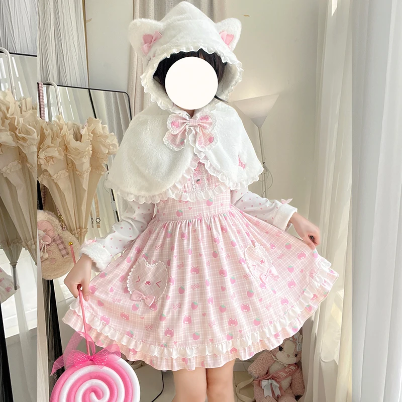 Set di mantello per abito Kawaii per ragazze morbide giapponesi Set di vestiti con cinturino Lolita per festa di compleanno per donna nuova ragazza autunno JSK