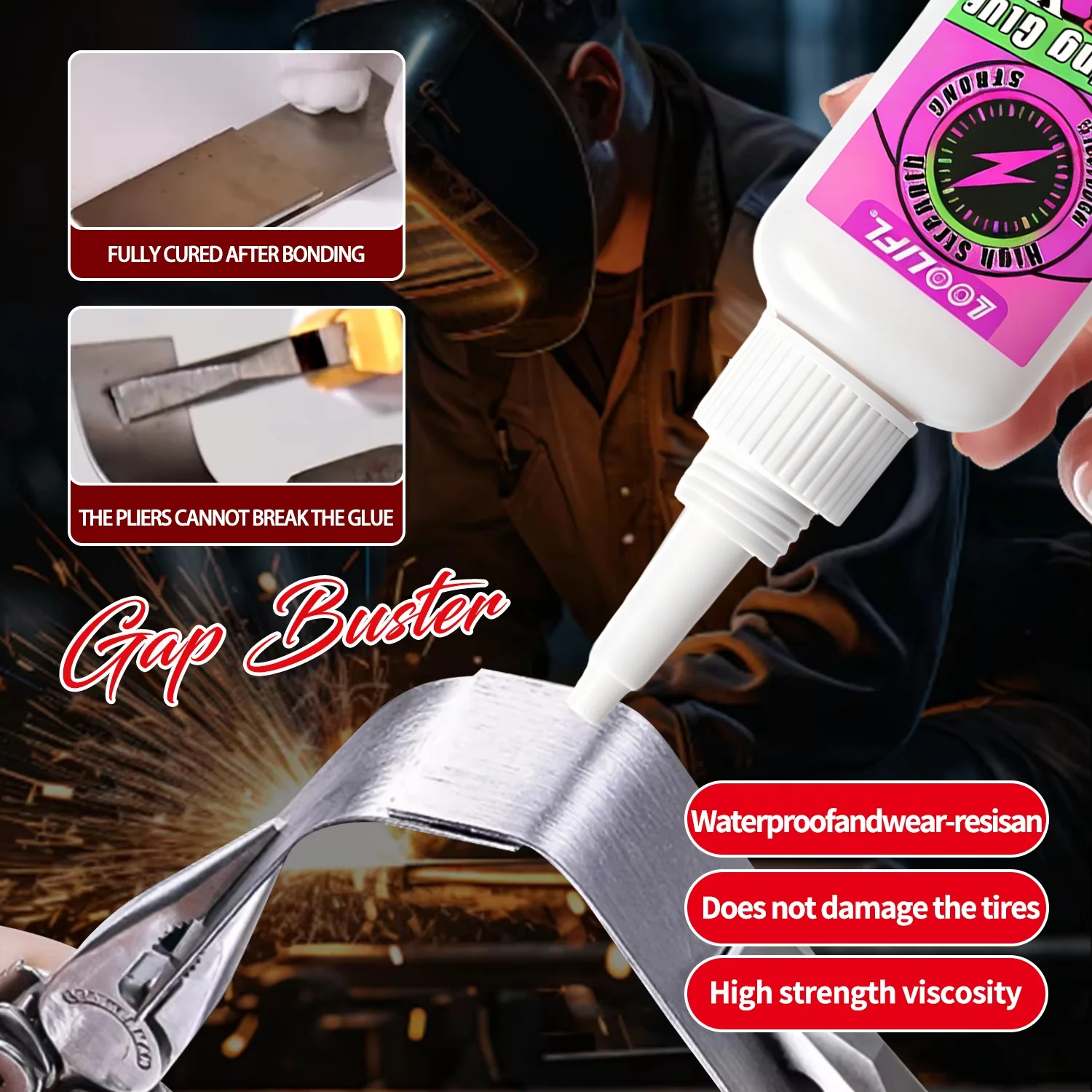 LOOLIFL50g High Strength Welding Oily Super Glue Universal Clear Non-Marking Repair Adhesive Instant Glue Strong Fast Super Glue