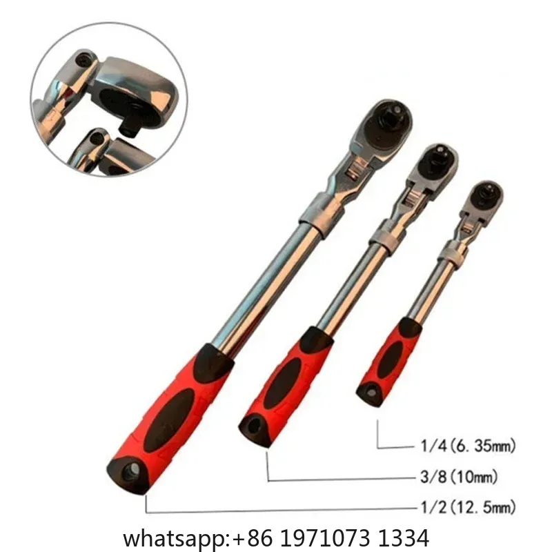 1/4 1/2 3/8 72-Tooth Carbon Steel Retractable Ratchet Wrench Automatic Quick Release Spanner Multifunctional Hand Tool
