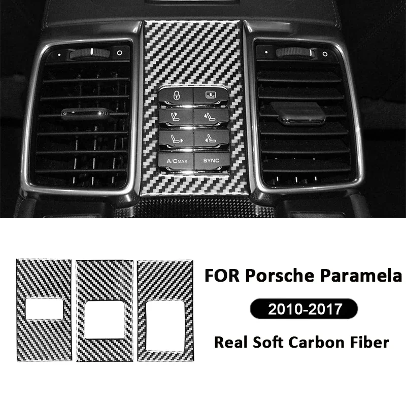 

For Porsche Paramela 2010-2017 Carbon Fiber Car Rear Seat Adjusting Buttons Panel Frame Decoration Sticker Interior Accessories