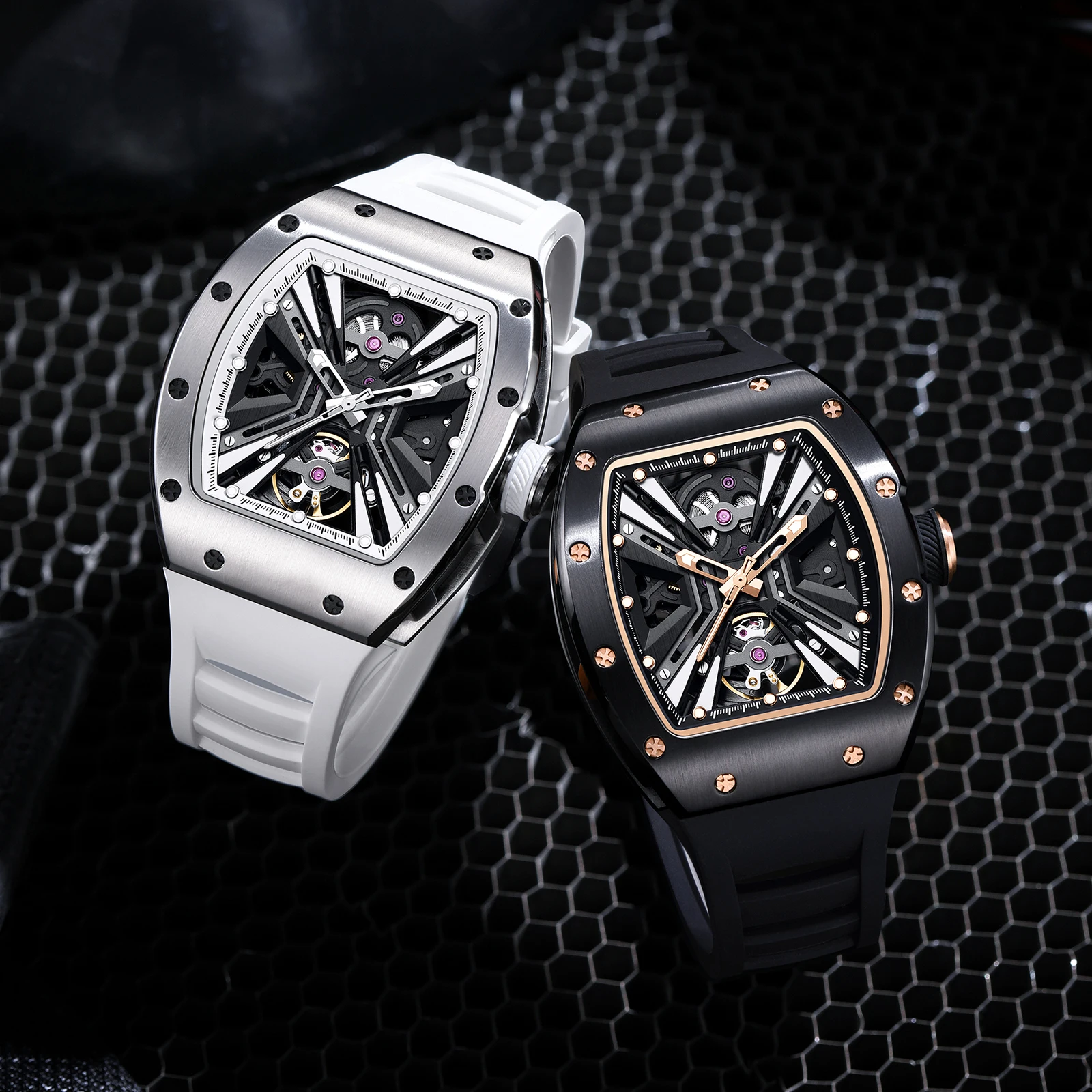 New CHANCE Luxury Men Mechanical Watches Stainless Steel Carbon Fiber Watch Top Brand Sapphire Glass Men Watch reloj hombre