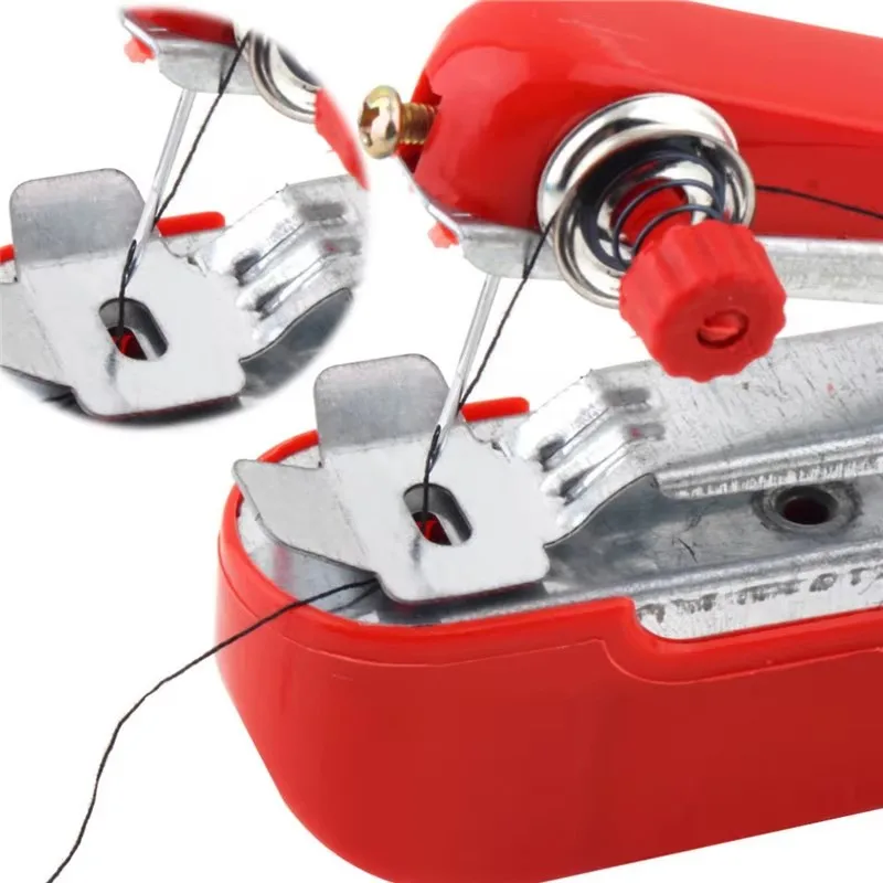 Red Mini Sewing Machines Needlework Cordless Hand-Held Clothes Useful Portable Sewing Machines Handwork Tools Accessories