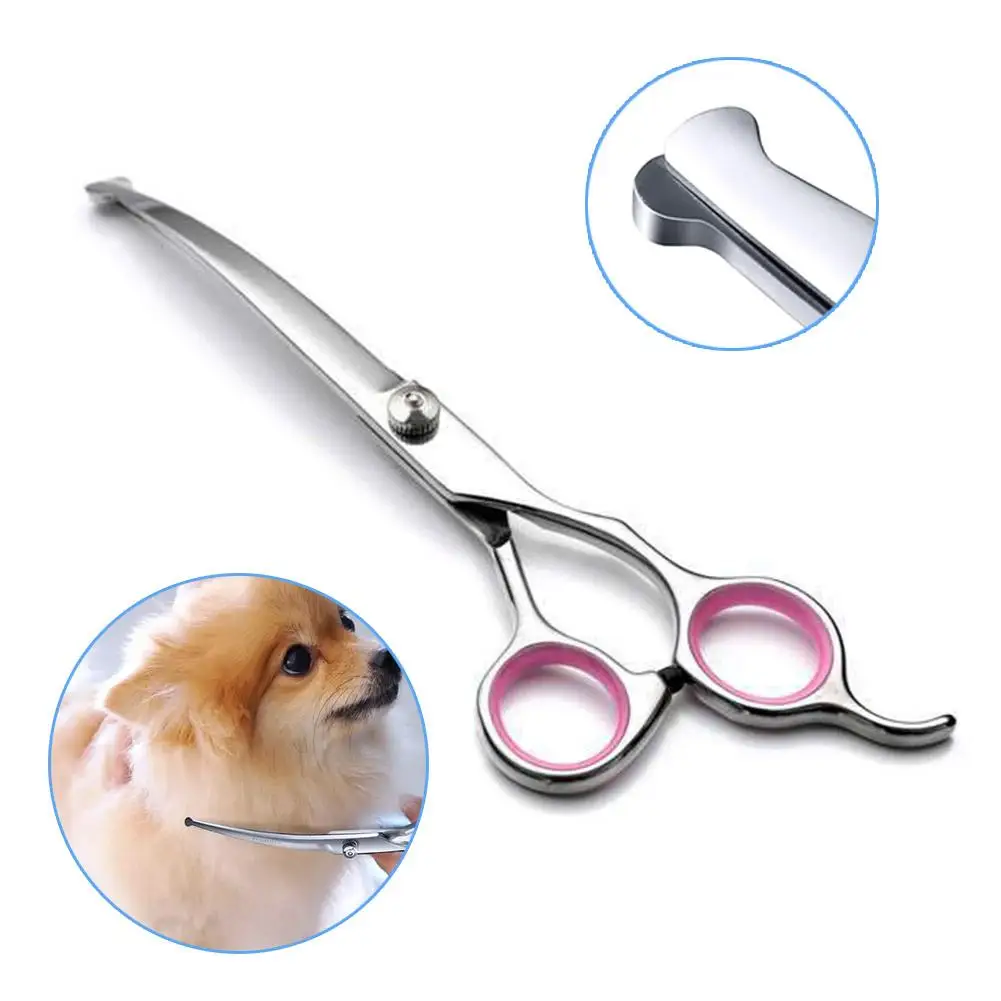 Professional Dog Grooming Scissors With Safety Round Tips Heavy Duty Titanium Stainless Steel Up-Curved Pet Grooming Scissors