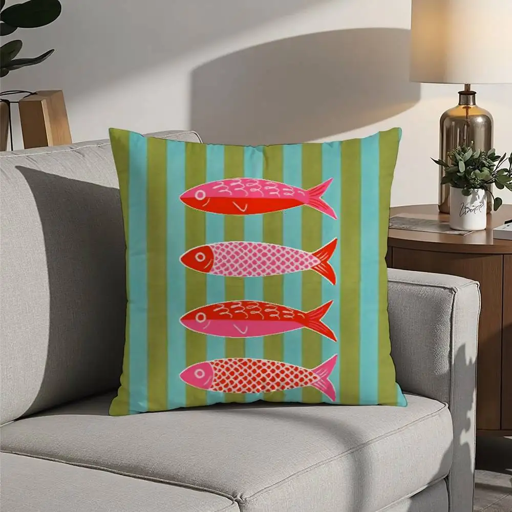 Coastal Charm Sardine Can Pillow Case 3D Print Polyester Fiber Home Sofa Throw Decoration Festival Gift