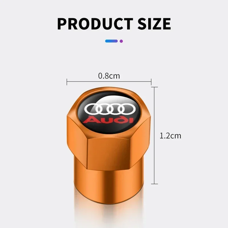 Колпачки для клапанов автомобильных шин 4 шт., водонепроницаемые крышки для стержней шин, для Audi Sline A3 A4 A5 A6 A7 A8 Q3 Q5 Q8 TT TTS, аксессуары