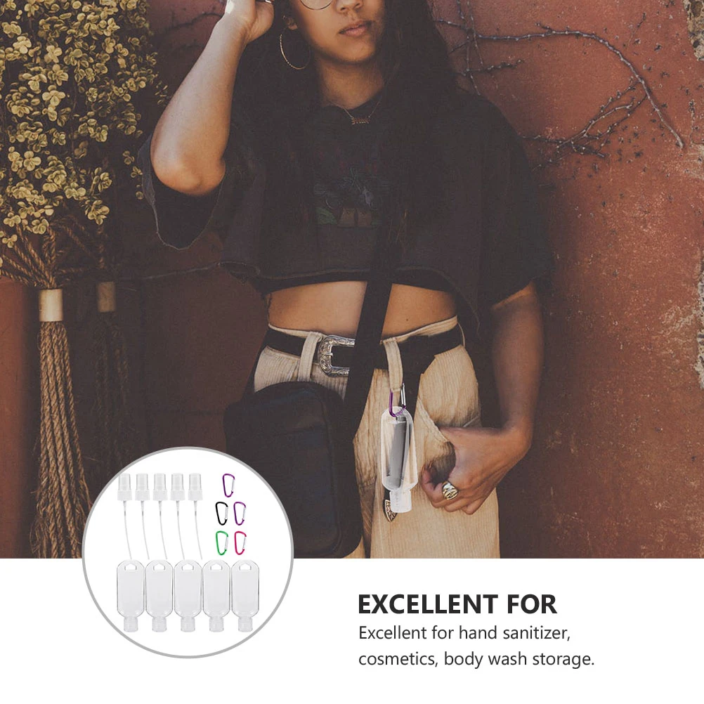 

5 set 60Ml Travel Bottles Refillable Portable With Hook For Lotion Liquid Hand Wash Body Wash Cosmetics Camping Trip Skincare