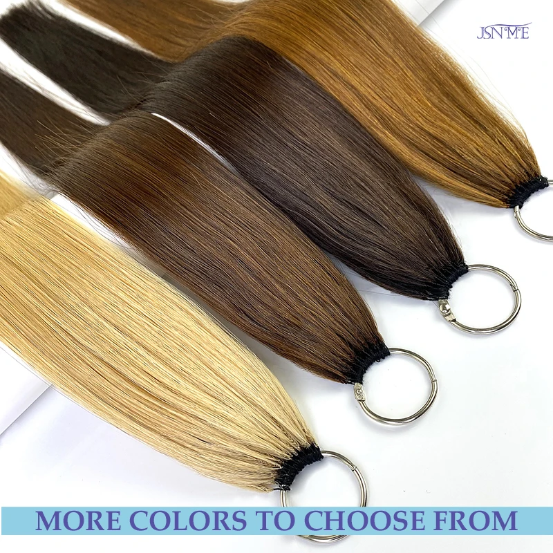 Extensiones de cabello humano Natural Remy para mujer, mechones de pelo liso de microplumas de tercera generación, Color negro, marrón y Rubio, 613 colores