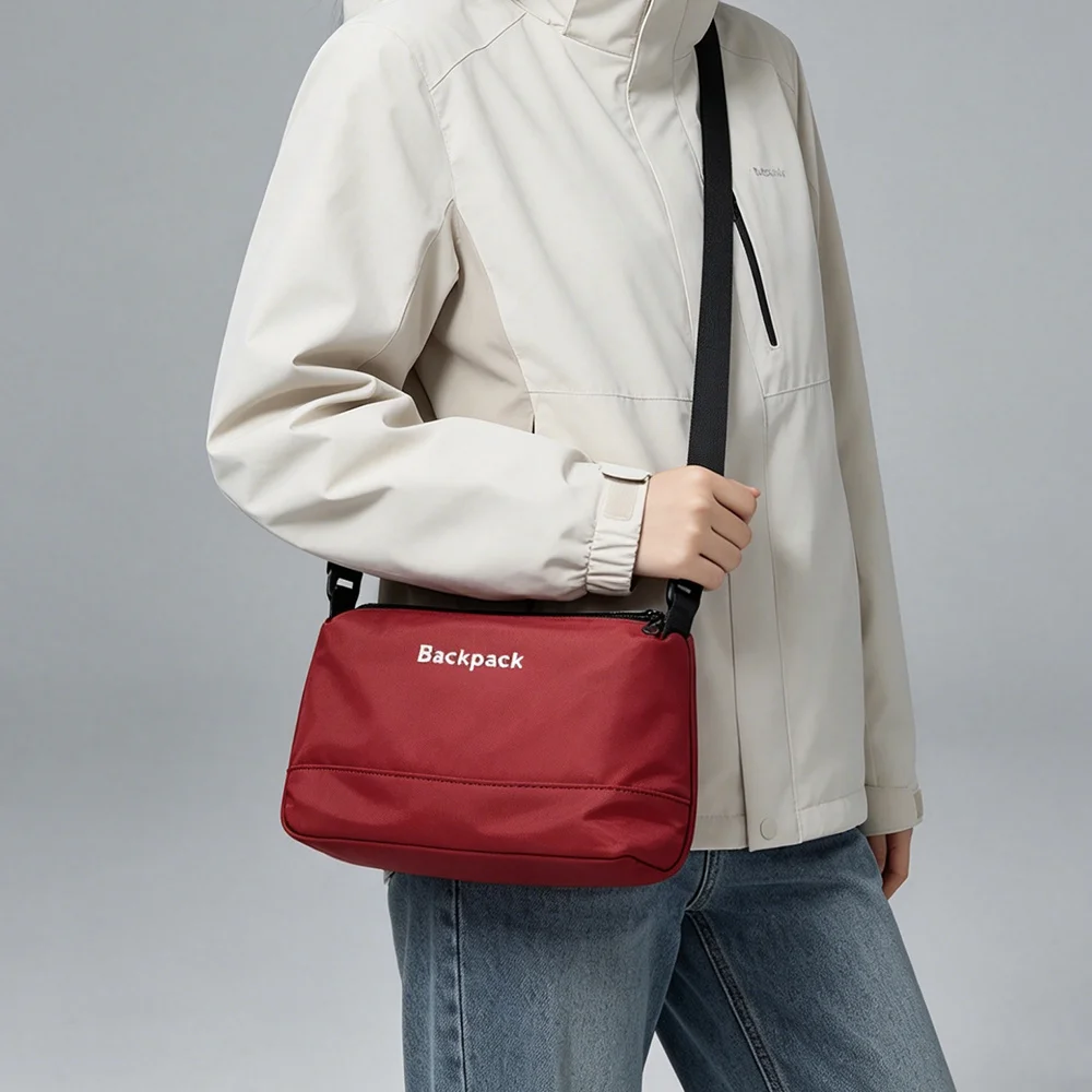 Unisex Wasserdichte Oxford-Stoff Umhängetasche Minimalistischer Buchstabendruck Große Kapazität Multi-Taschen Lässige Schultertasche – Detail 4