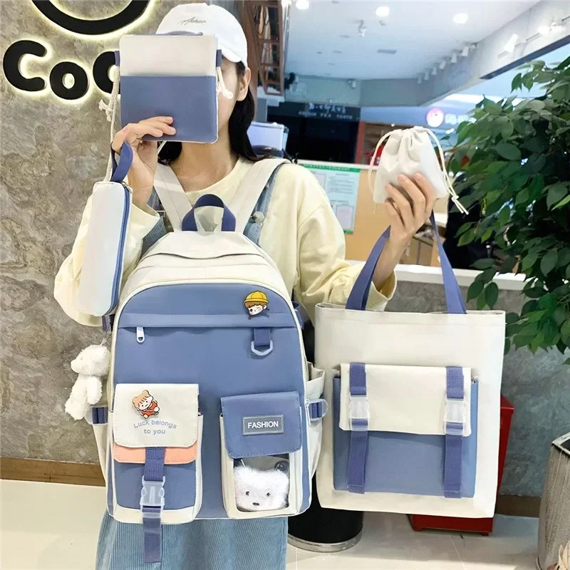 5 в 1, модный женский рюкзак с несколькими карманами, школьная сумка для девочек-подростков, многофункциональные дорожные рюкзаки, водонепроницаемая книга MN1