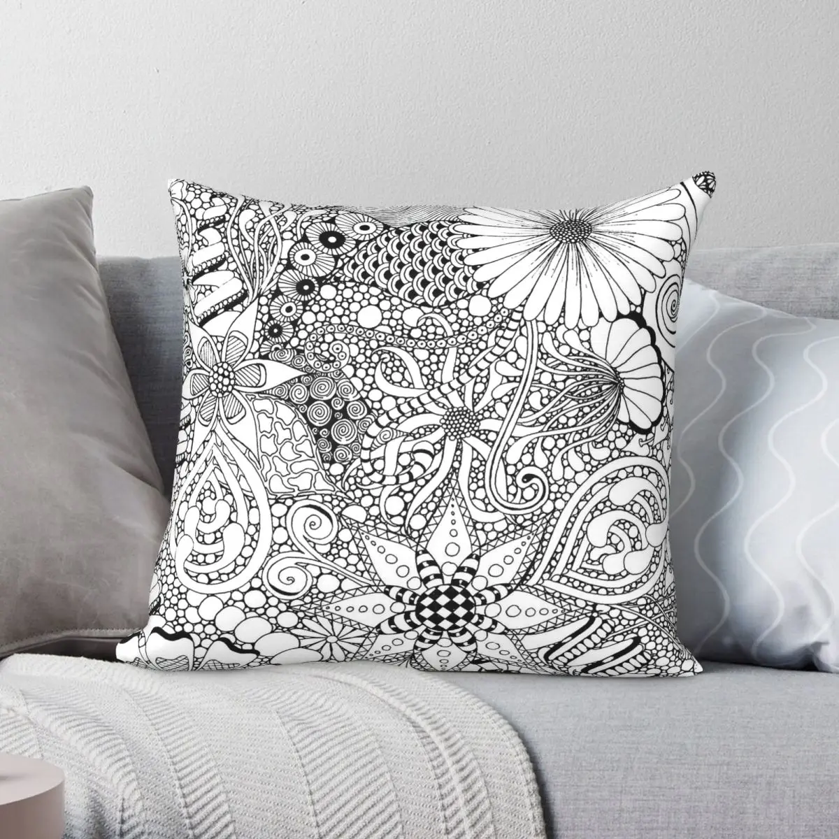 Floral Tangled Mess Square Pillowcase Polyester Linen Velvet Printed Zip Decor Throw Pillow Case Home Cushion Cover