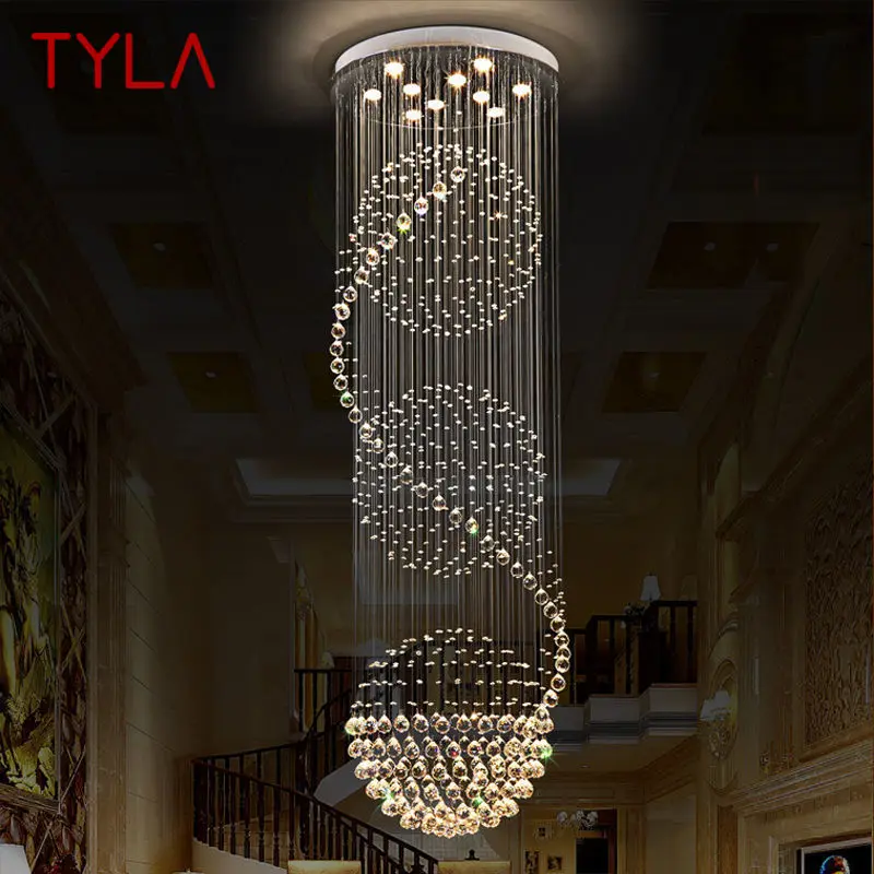 

TYLA Modern Crystal Pendant Light LED Creative Luxury Chandelier Lamp for Home Living Room Villa Duplex Staircase Decor