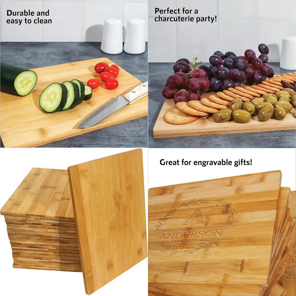 

18-Piece Bamboo Cutting Boards Set, 12x9x0.35, Durable for Kitchen & Dining, Ideal for Wholesale and Engraving