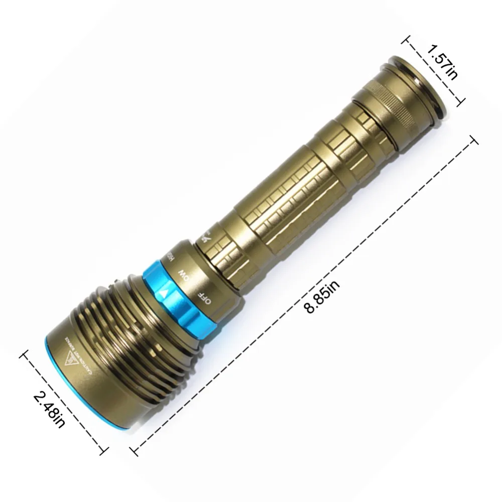 Imagem -02 - Funnydeer-lanterna de Mergulho Luz de Mergulho Lâmpada Ipx8 Impermeável Interruptor Rotativo Alcance de 500m Tocha Dx7 100m t6 l2 Led 7000lm