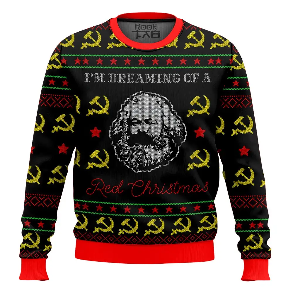 Karl Marx I’m Dreaming Of A Red Christmas Ugly Christmas Sweater Funny Holiday Party Pullover Oversize Sweater Xmas Gift 2026