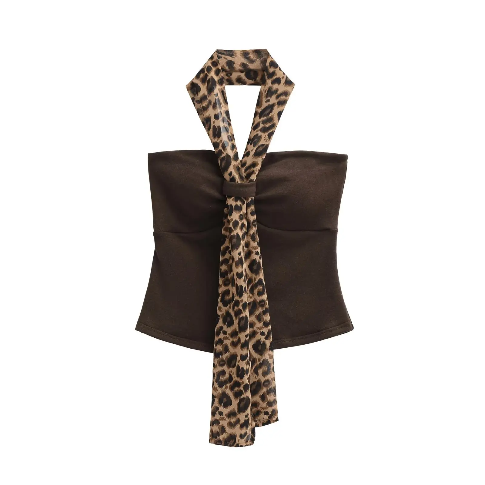 New Korean Style Top For Woman Hot Girl Pure Desire Sexy Body-Enhancing Leopard Print Ribbon Strap Chest Pad Tube Top Charm XG5O
