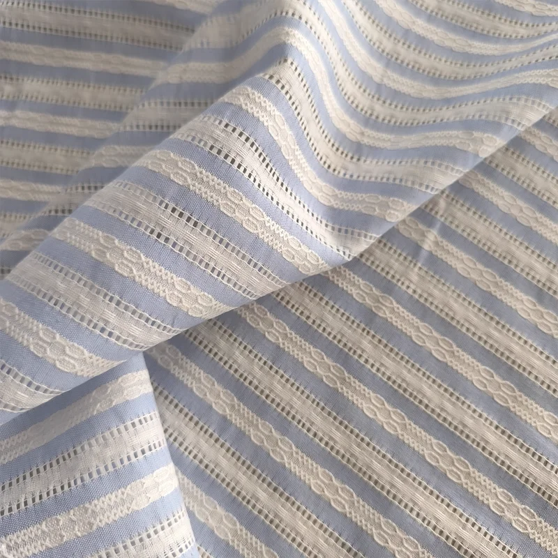 

146cm*50cm Polyester Cotton Fabric Blue Hollow Pattern Suitable For Curtains Tablecloths Shirts Other Fabrics