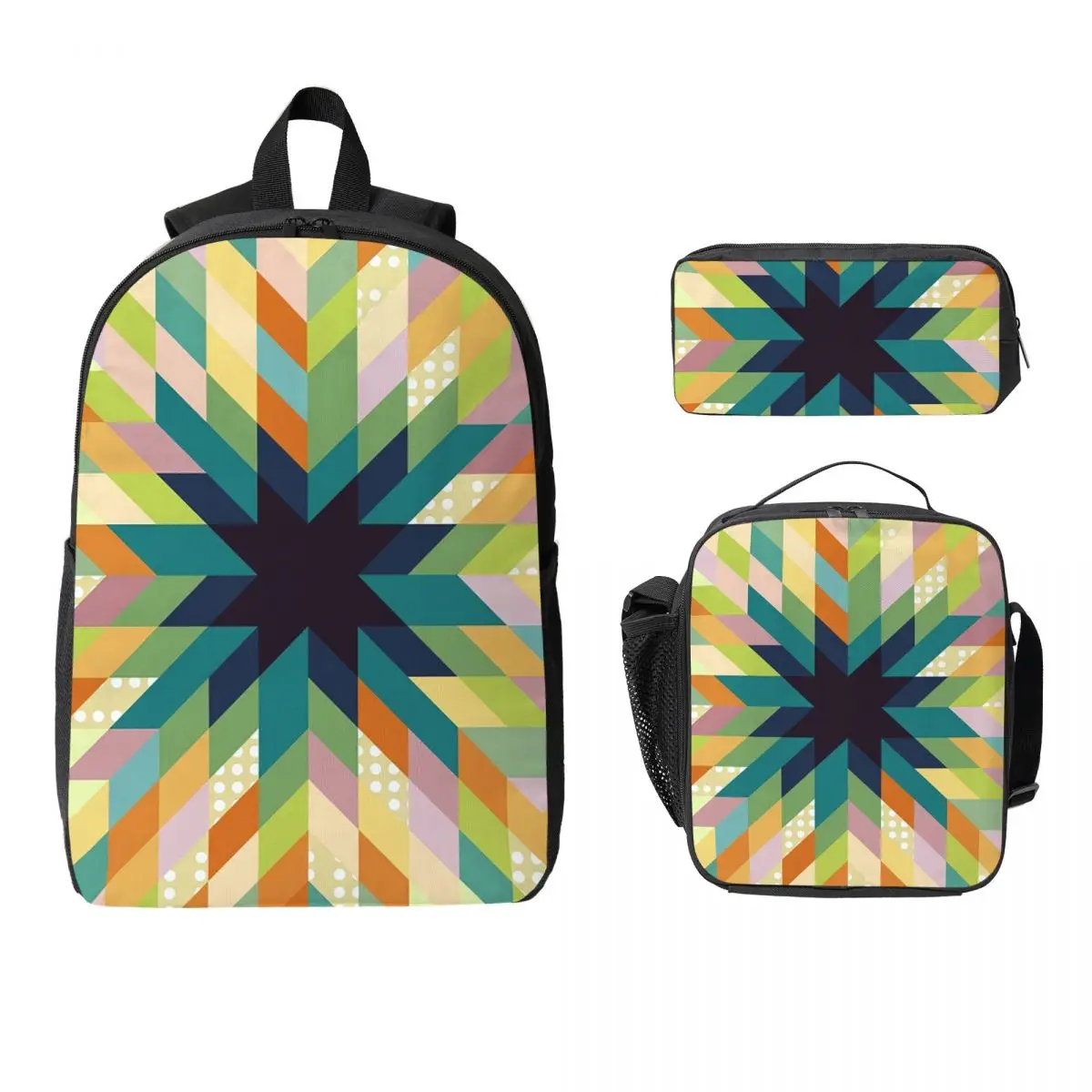 Winter Lights Backpack Student Boys Girls BookBag School Bag Computer Shoulder Bags 3ps Insulated Lunch Bag Pencil Case