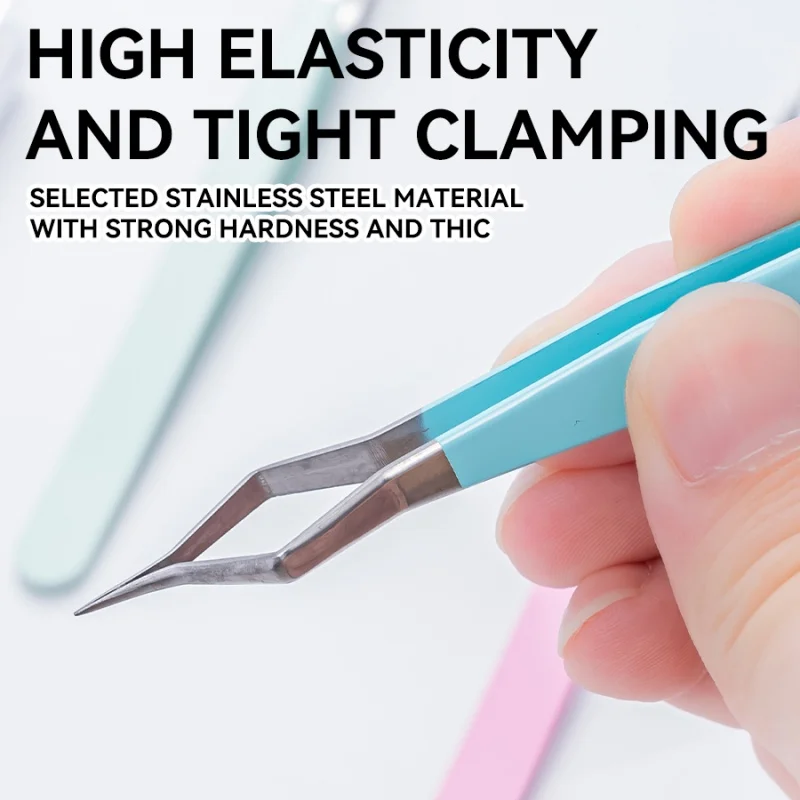 신형 스테인리스 스틸 속눈썹 분리 핀셋 고정밀 곡선형 직선형 섬유 팁 속눈썹 핀셋 눈썹 핀셋 메이크업 도구