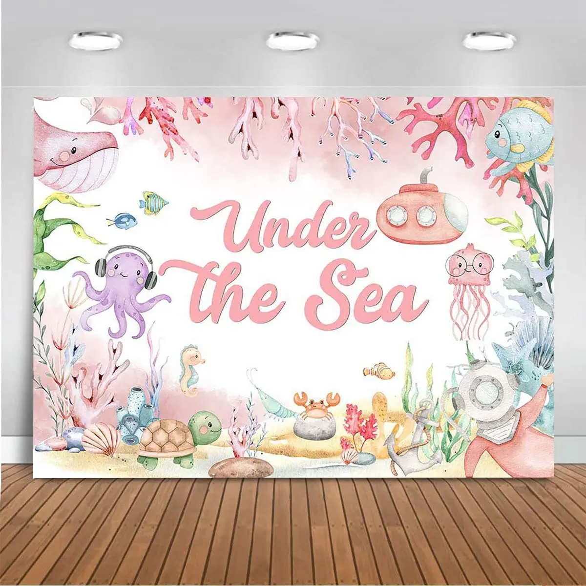 Our Little Mermaid Girl Princess Under The Sea Water children birthday party photo background photography backdrop banner studio