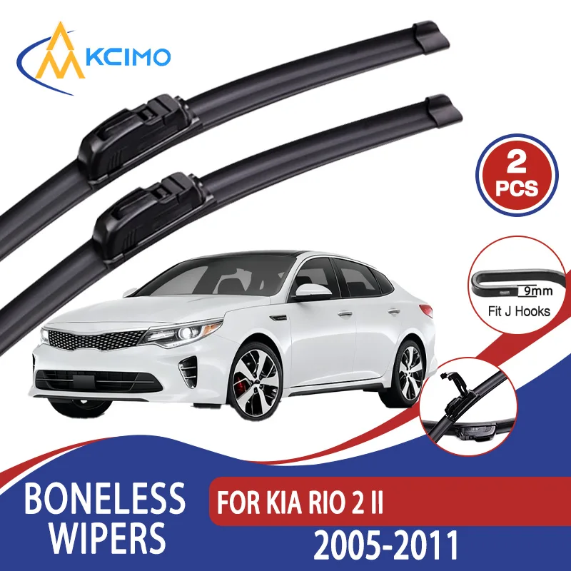 

For KIA RIO 2 II 2005-2011 Car Wiper U-type Soft Rubber Boneless Wiper HD Quiet Durable Automotive Wiper 22"+16"