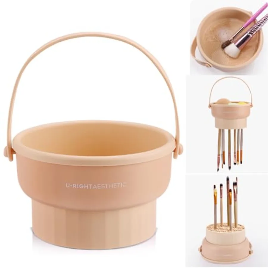

GOLIKEE Makeup Brush Cleaner Mat 3 in 1 Silicone Makeup Brush Cleaner Bowl Cosmetic Brushes Cleaning Tool Organizer for Storage