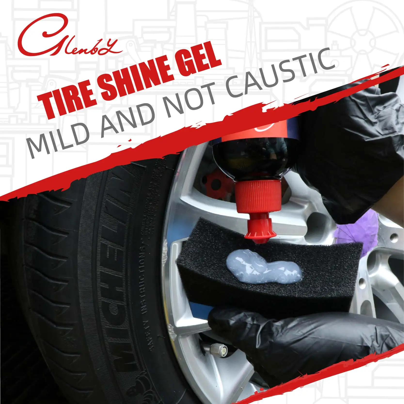 Car Tire Shine Gel and Conditioner, Oil Based Tire Gel, SIO2 & Black Dye Infused,No Sling Formula. Enhances Tires Color & Finish