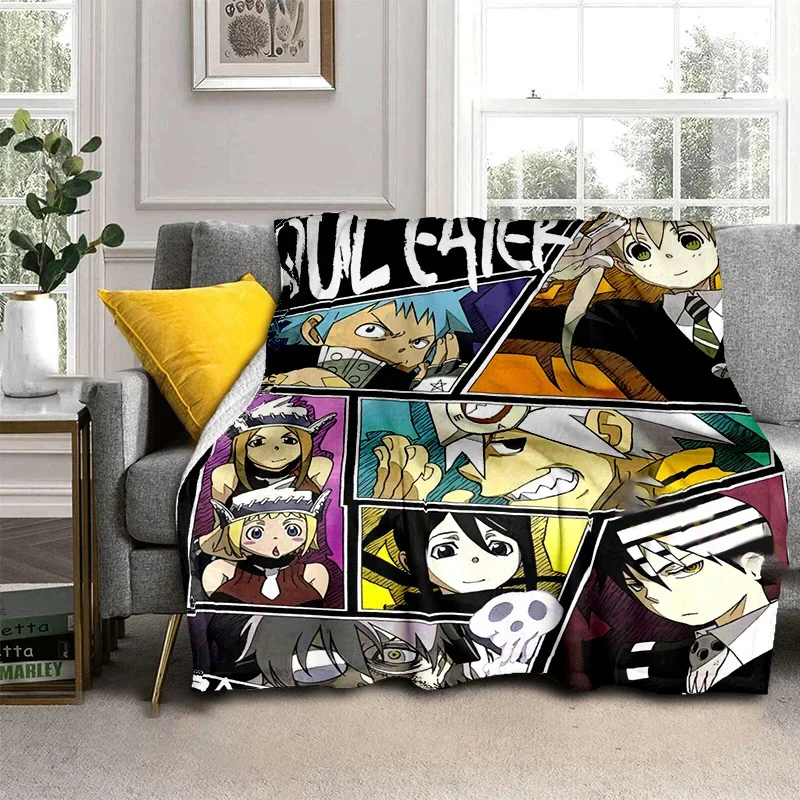 Anime Soul Eater Throw Blanket Soft Cozy Flannel Blanket Cozy Sofa Blanket Suitable for Office Traveling Camping Home