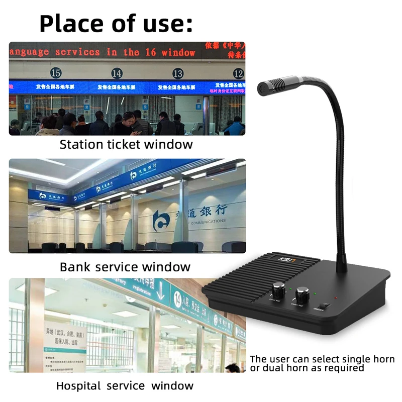 Bankintercom Zakelijke handsfree walkietalkie Tweeweg raamintercom voor bank/ziekenhuis/postkantoor