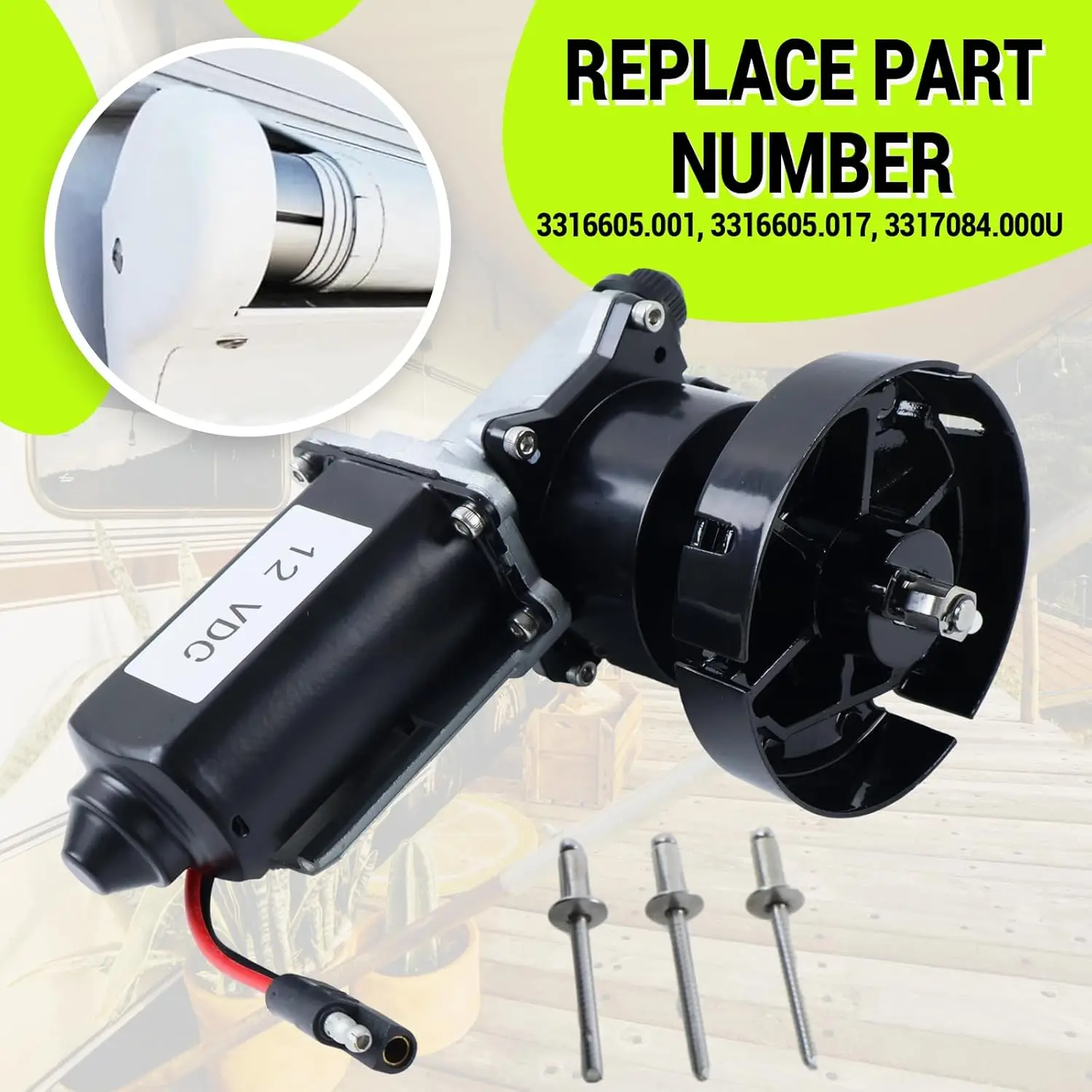 RV Awning Motor Repair Application, Motor and Related Parts Material, N/A Color, Compatible with Dometic 9200 Series
