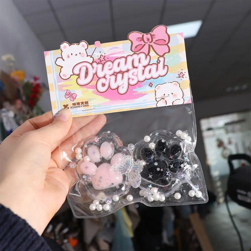 Sensory Toys Blingbling Cat Paw Pinch TPR Transparent Cat Paw Slow Rebound Soft Bow Squeeze Cat Paw