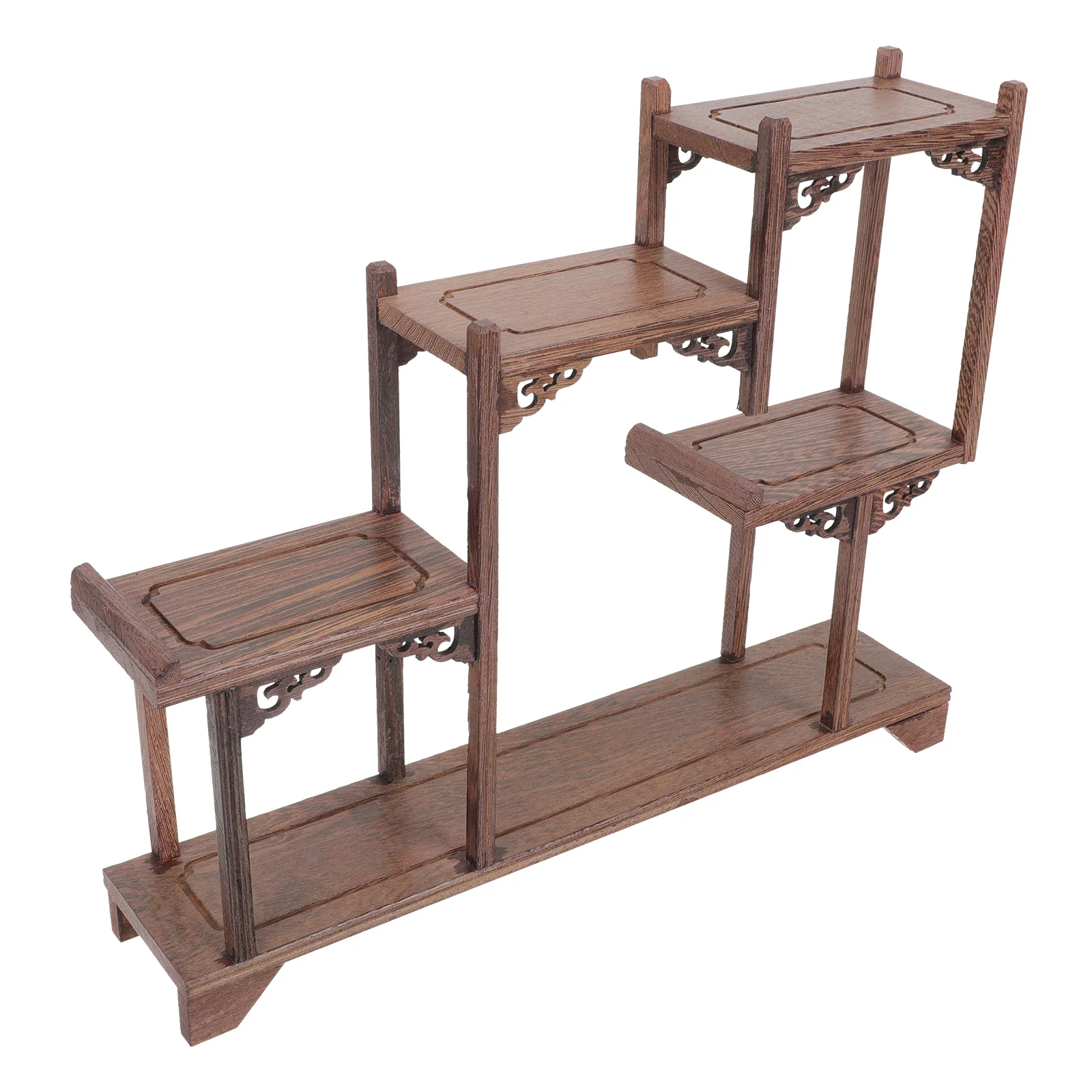 Multi-Layer Artistic Wooden Display Rack Ornament Premium Wenhua Wood Curio Stand Holder Decorative Home Decor