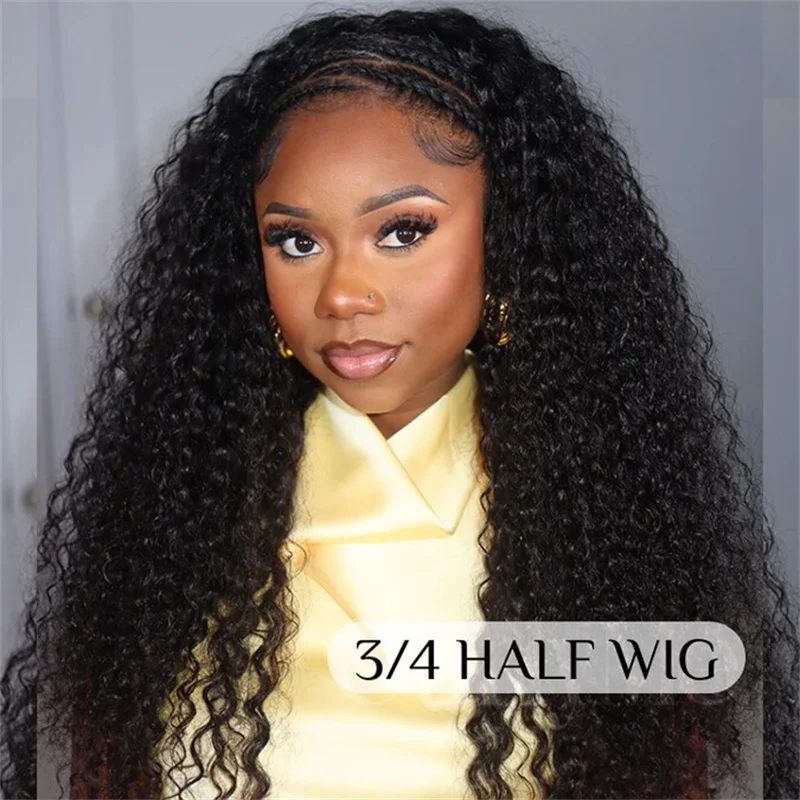 

Nadula FlipBlend™ Half Wig Human Hair Real Scalp No Glue Water Wave Headband Human Hair Wig Put and Go Machine Made Wig