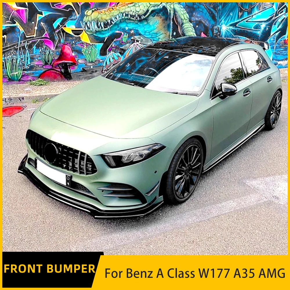 

For Mercedes Benz A Class W177 A180 A200 A220 For A35 AMG 3Pcs/SET Car Front Bumper Lip Splitter Spoiler Kit Side Canards Trim