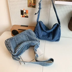 Denim Crossbody Bag Adjustable Strap Jean Trendy Hobo Bag Retro Fashion Handbag Everyday Purse for Women and Girls