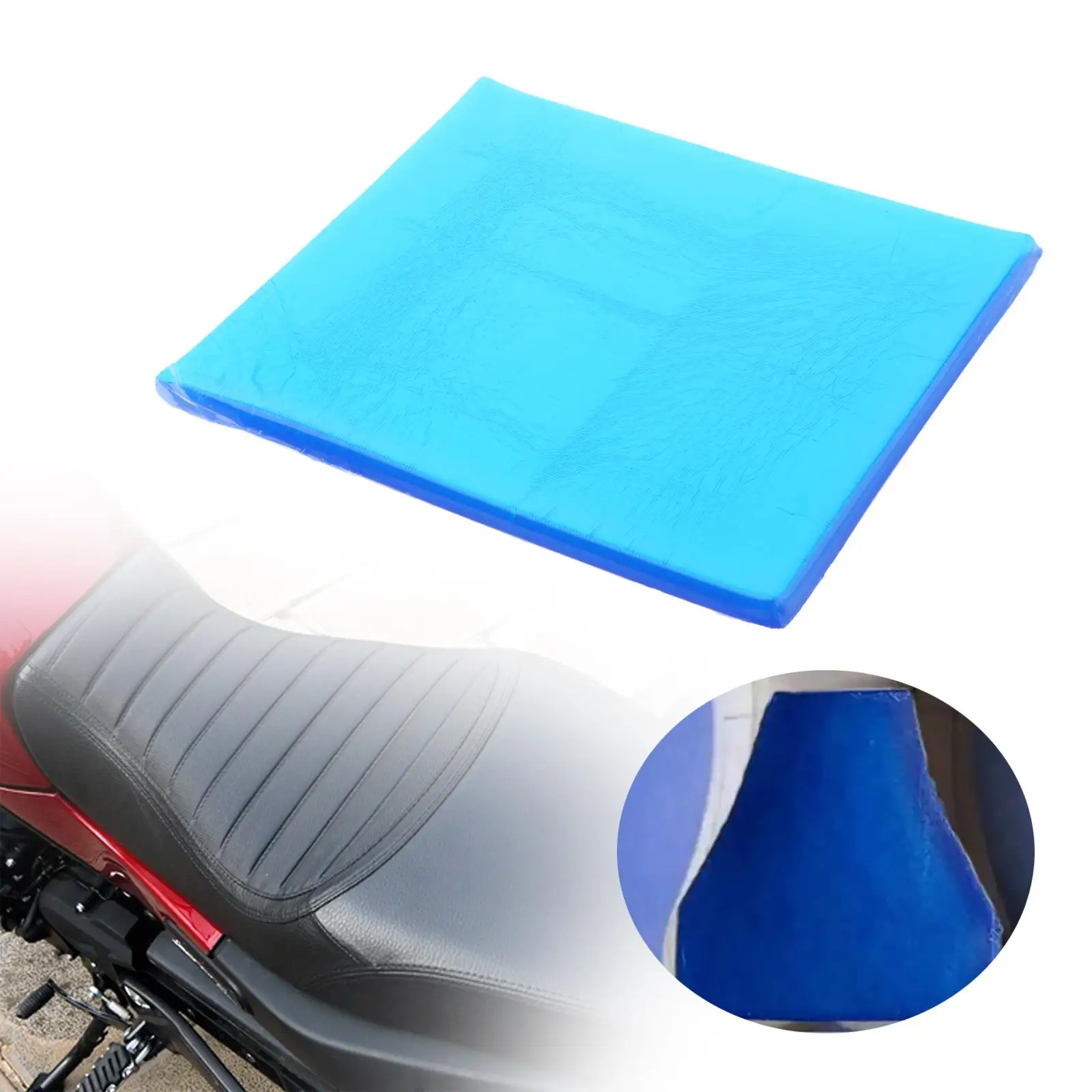 Universal Motorcycle Gel Seat Pad Soft Shock Absorbing Cushion Mat Cooling Fabric DIY Saddle for Office Car Truck Chair