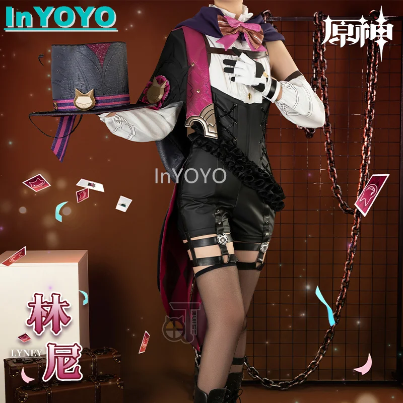 InYOYO Lyney Magician Genshin Impact Cosplay Costume Game Suit Fashion Uniform Jumpsuits Halloween Carnival Party Outfit New2023