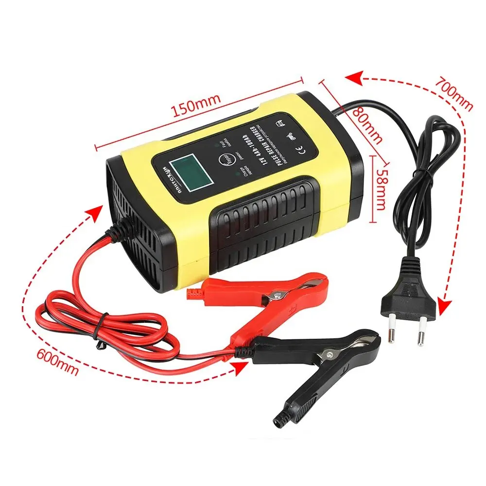 12V 5/6A Intelligent Car Motorcycle Battery Charger Digital LCD Display Lead Acid Battery-Chargers For Motocycle