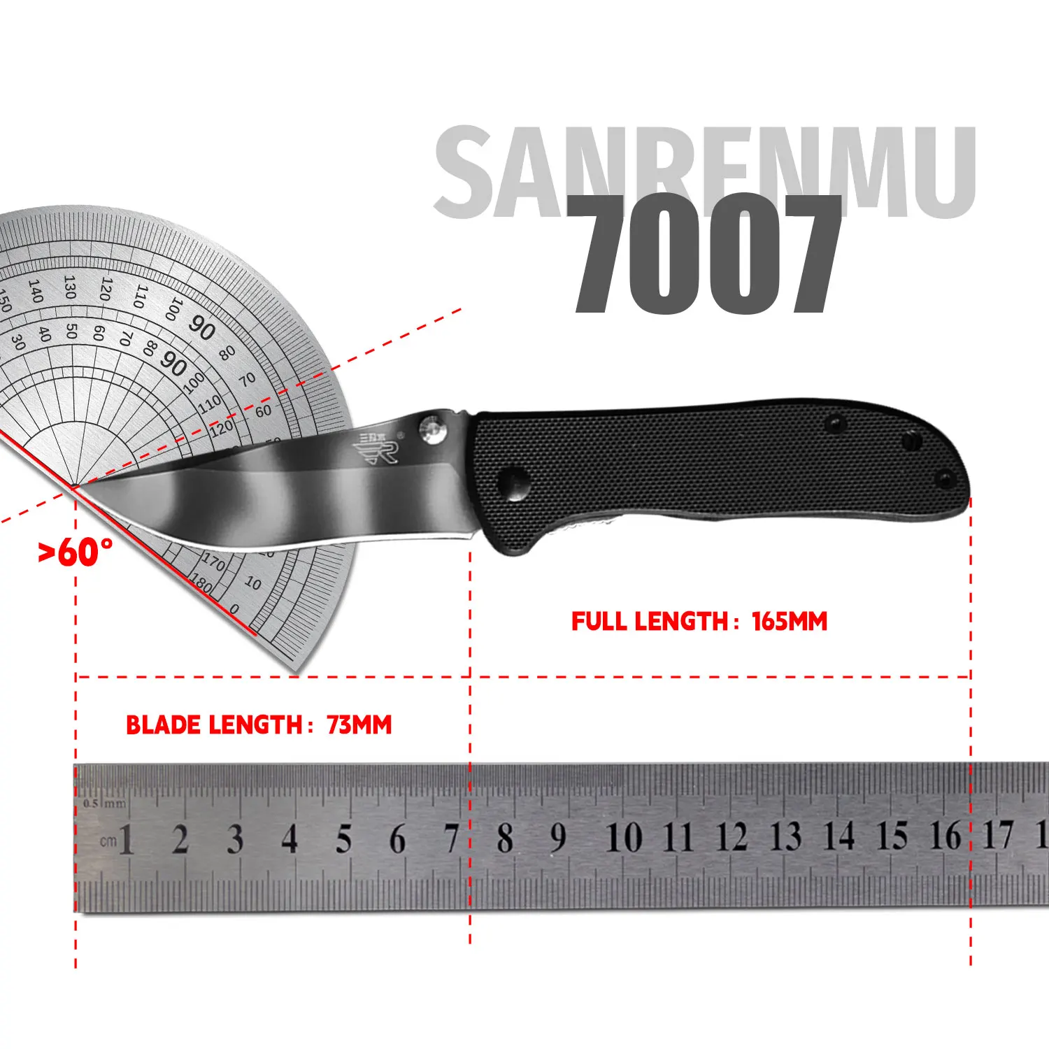SANRENMU 7007 포켓 접이식 나이프 핸들, 야외 캠핑 사냥 절단 생존 과일 도구, EDC 8Cr13Mov 블레이드 G10 핸들, 신제품