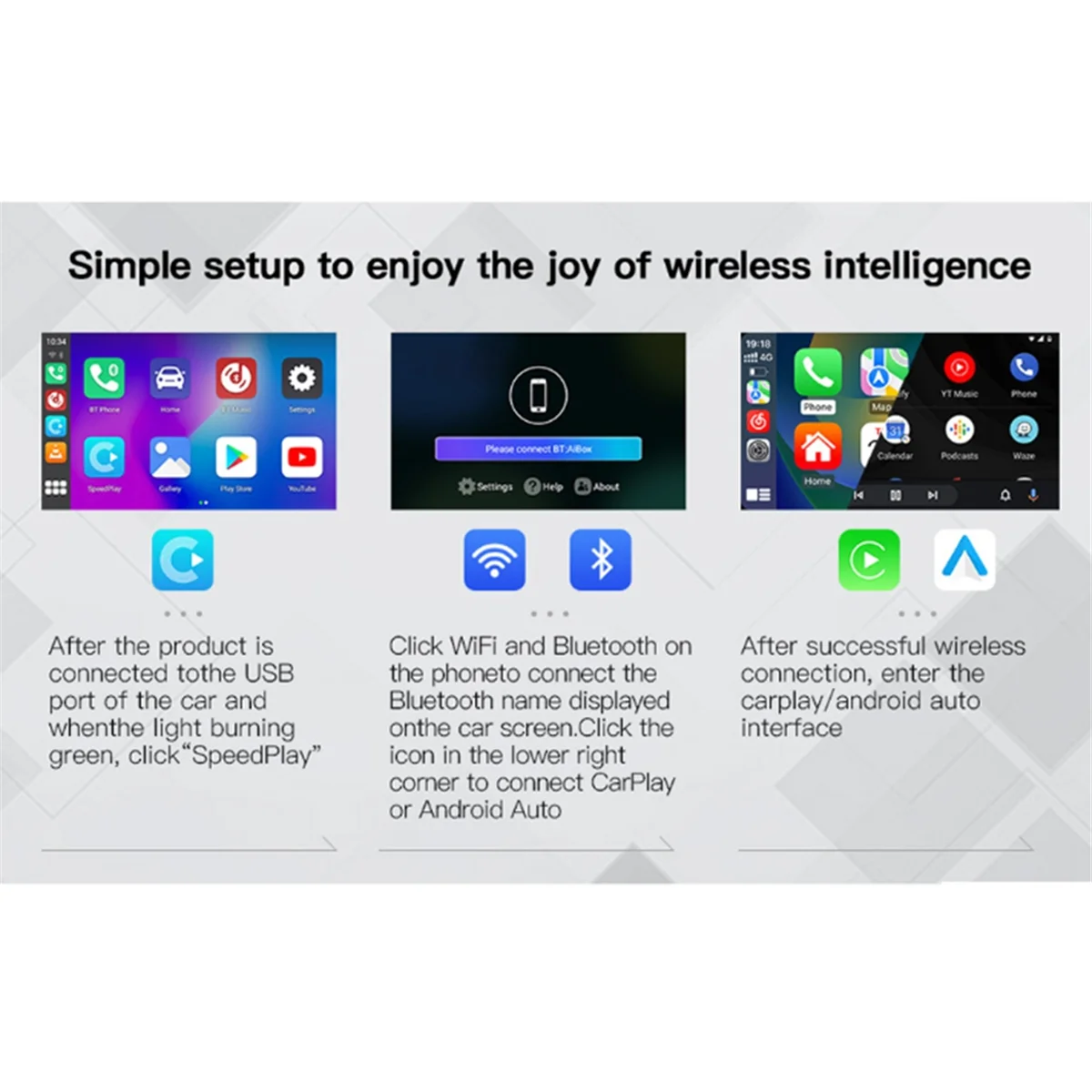 2025+ For Android 13 Wireless CarPlay Ai Box QCM6115 8Cores Support for and Built-in for