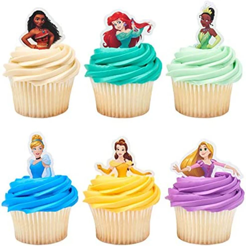 Princess Cake Topper Birthday Party Supplies Decor Cinderella Princess Aurora Cupcake Toppers For Kids Christmas Decoration Gift