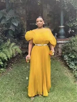 Anlan designer senhoras vestidos para ocasiões especiais 2024 verão nova cor sólida organza plissado vestido formal de luxo 32c2420